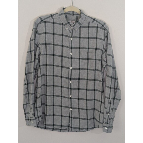 Steven Alan Shirt Mens Sz M Button Up Gray Plaid  Pocket Flannel Made USA Light - Picture 1 of 11